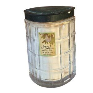 Vintage April Showers Bath Tablets Container Cheramy New York Glass Jar Woven